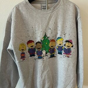 Gray Light Up Peanuts Christmas Sweatshirt